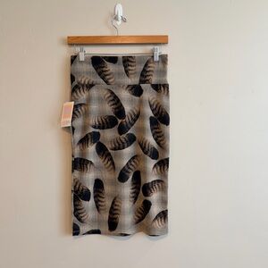 LuLaRoe Cassie - Feather Print Brown and Taupe Skirt
